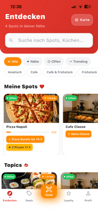 FoodLoop App — Entdecken