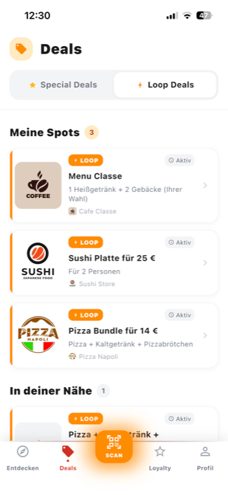 FoodLoop App — Deals